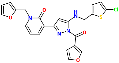 (image for) MC004300 3-(5-[(5-Chlorothiophen-2-yl)methyl]amino-1-[(furan-3-yl)carbonyl]-1H-pyrazol-3-yl)-1-(furan-2-ylmethyl)-1,2-dihydropyridin-2-one